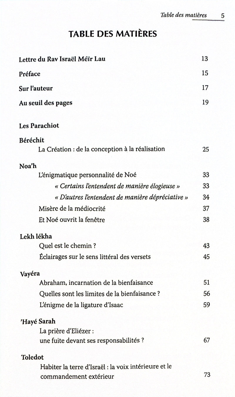 Réflexions sur le sens profond de la Torah - commmentaire de la section hebdomadaire du Pentateuque