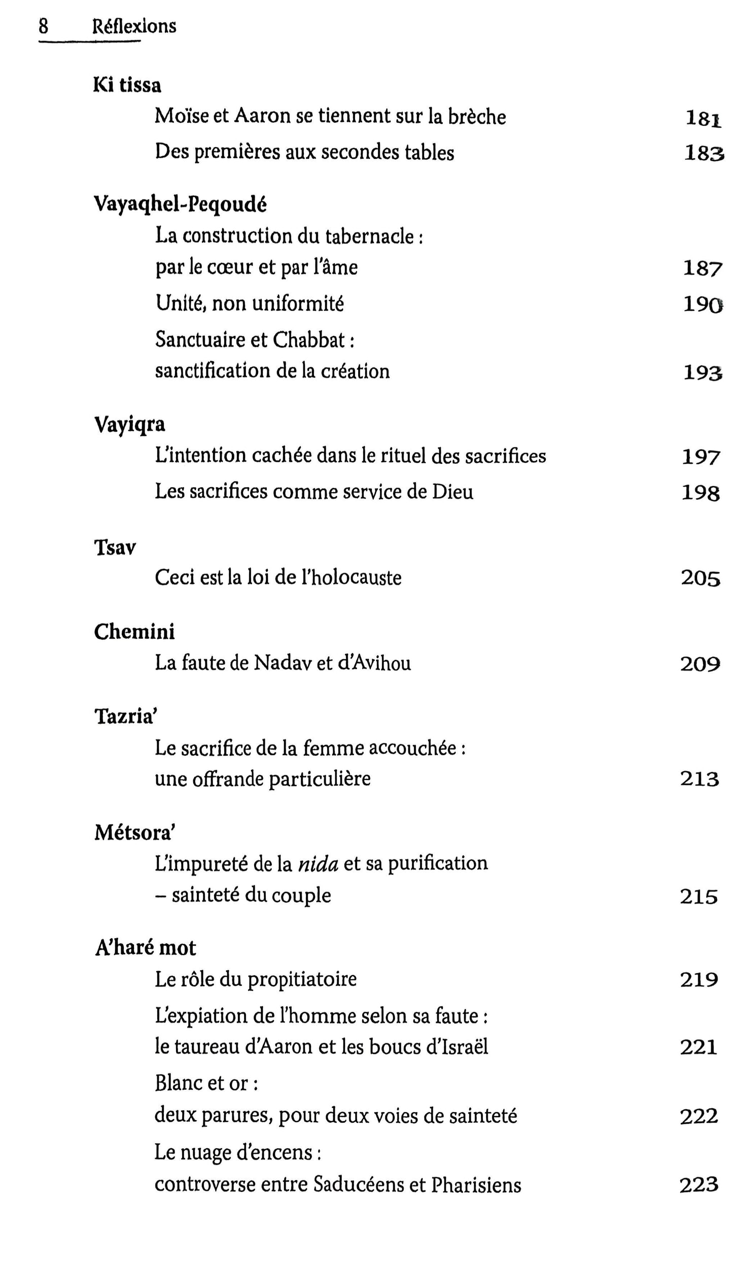Réflexions sur le sens profond de la Torah - commmentaire de la section hebdomadaire du Pentateuque